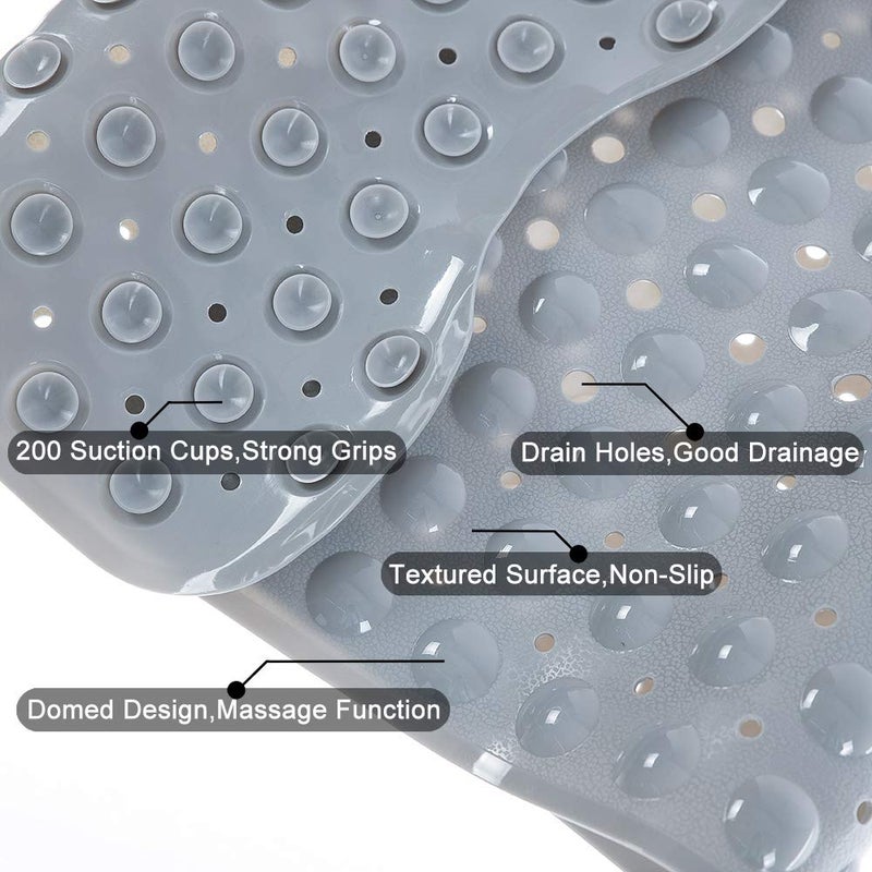 TreeBud Bathtub Mats for Shower Tub Non-Slip Bath Mat 39 x 16 Inch Extra Long Shower Mat, Bath Tub Mat for Bathroom with Machine Washable, BPA Free for Kids (Gray) - Image 3